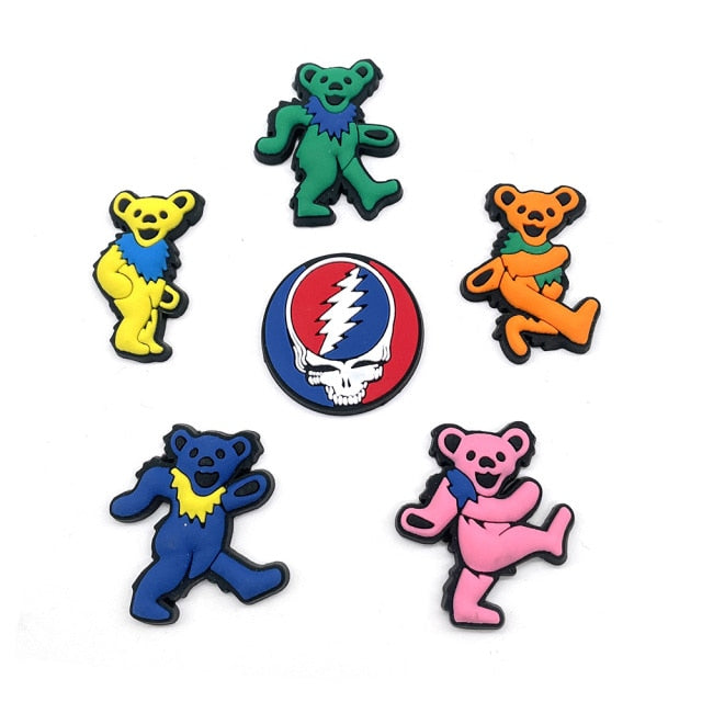 Hot 1pcs jibz fashion elements PVC Shoe Charms DIY Band bear Shoe Aceessories Fit croc Sandals Buckle decorations Unisex Gifts