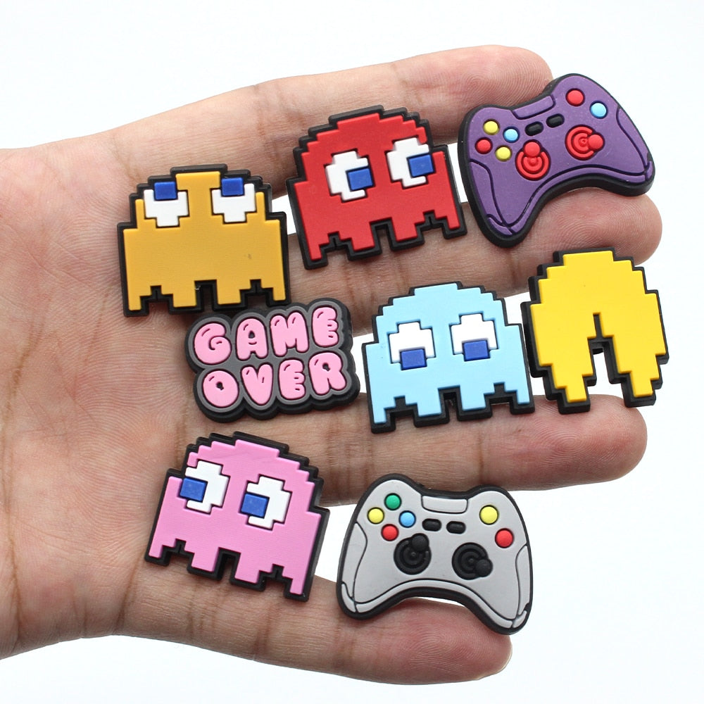 Cute 1pcs Pixel game PVC Shoe Charms Cartoon DIY Shoe Aceessories Fit croc Clogs buckle Decorations adult kids X-mas Gifts jibz