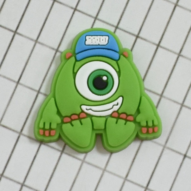 Cute 1pcs Green big-eyed monster PVC Shoe Charms DIY Cartoon Shoe Aceessories Fit croc clogs Decorations Buckle kids Gifts jibz