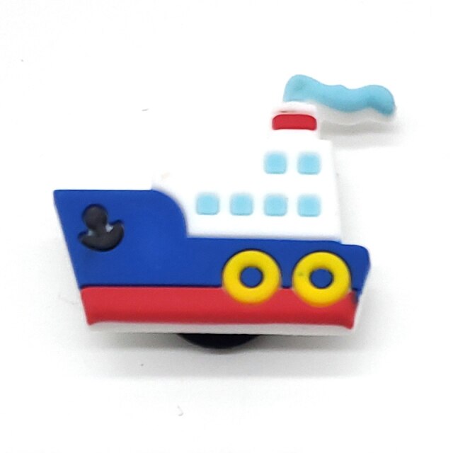 Hot 1pcs Cartoon transport PVC Shoe Charms Car/aircraft/ship Shoe Aceessories Decorations jibz Fit croc Clogs kids X-mas Gifts