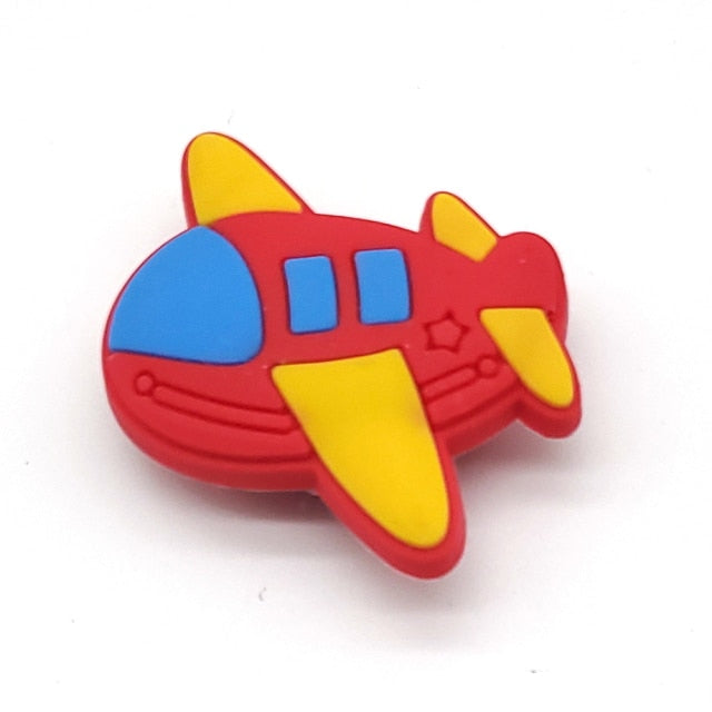 Hot 1pcs Cartoon transport PVC Shoe Charms Car/aircraft/ship Shoe Aceessories Decorations jibz Fit croc Clogs kids X-mas Gifts