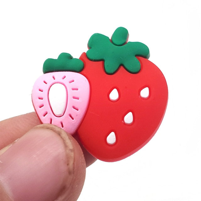 Cute 1pcs Fruit series PVC Shoe Charms Creamy Pineapple Shoe Aceessories Decorations Fit croc clogs kids girls X-mas Gifts jibz