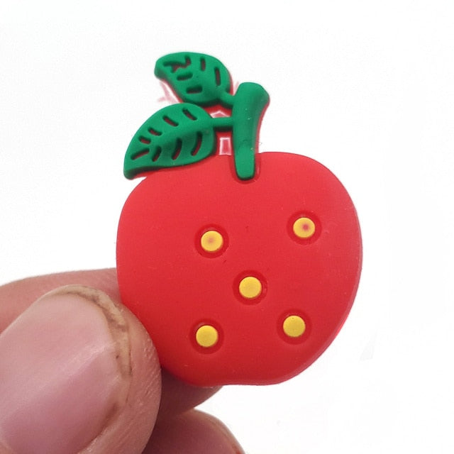 Cute 1pcs Fruit series PVC Shoe Charms Creamy Pineapple Shoe Aceessories Decorations Fit croc clogs kids girls X-mas Gifts jibz