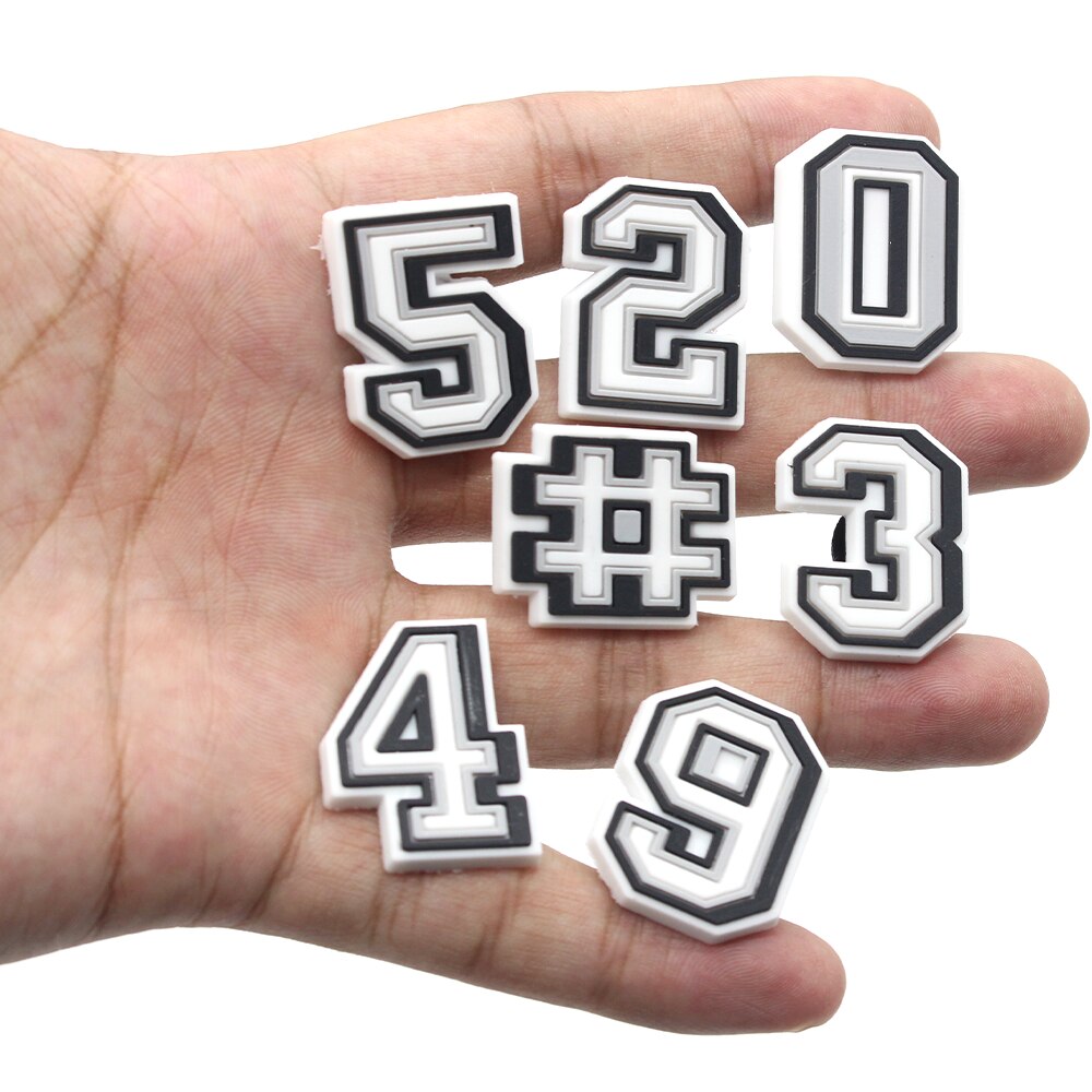Hot 1pcs Free combination number PVC Shoe Charms Cartoon Shoe Aceessories Decorations jibz Fit croc Clog Buckle kids X-mas Gifts