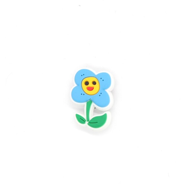 New 1pcs Blue style Shoe Charms Cartoon sun flower Shoe Aceessories Fit women croc Clogs PVC Decorations girls X-mas Gifts jibz