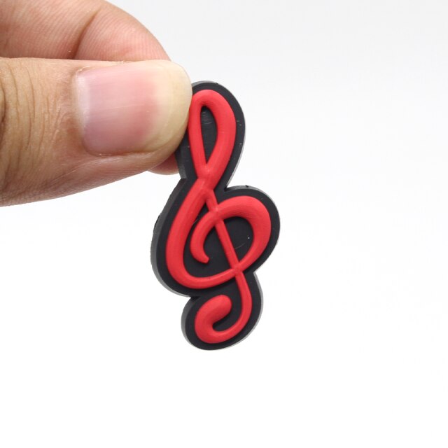 Hot 1pcs musical note PVC Shoe Charms Funny DIY piano/Guitar Shoe Aceessories Fit Sandals Buckle Unisex kids Gifts croc jibz