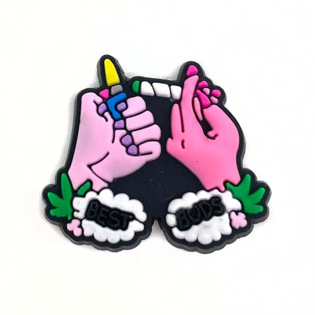 New 1pcs Cartoon green weed Shoe Charms Funny DIY Shoe Aceessories Fit Sandals Decorate Buckle PVC Unisex adult Gifts croc jibz