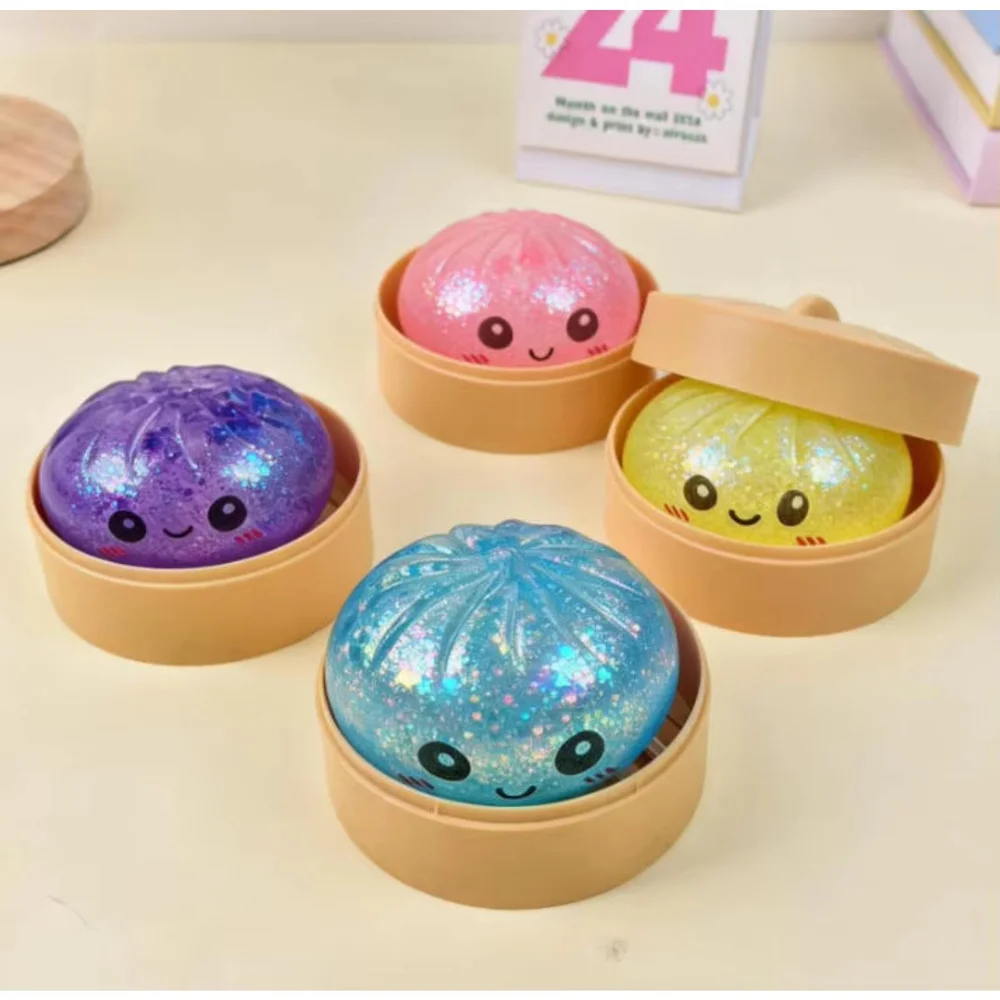 Smiling Face TPR Maltose Steamer Bun Washable Squishy