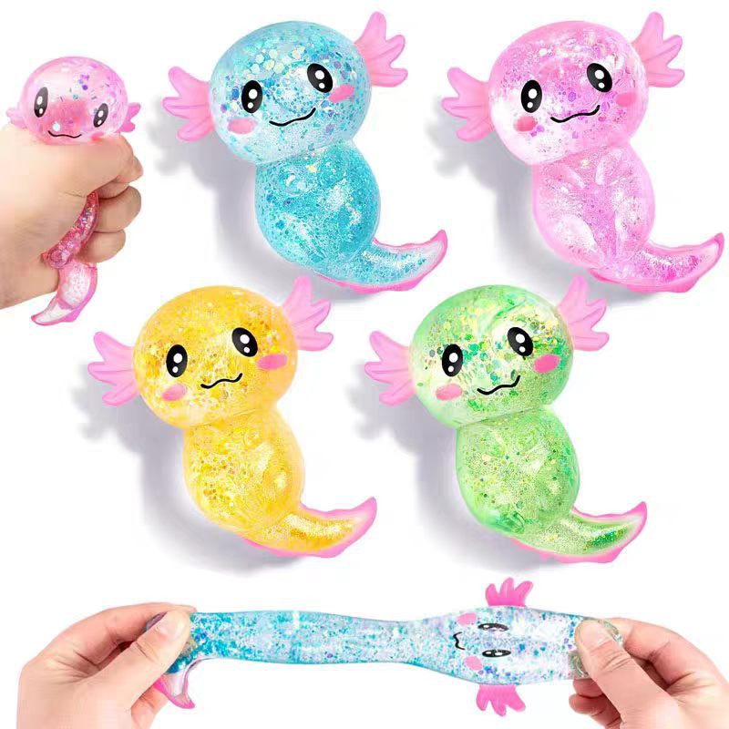 Sanqi Elan® Bestseller Glittery Sequined Salamander Maltose Thermoplastic Rubber Squishy Toy Slow-rebound Stress Relieving Student Gift