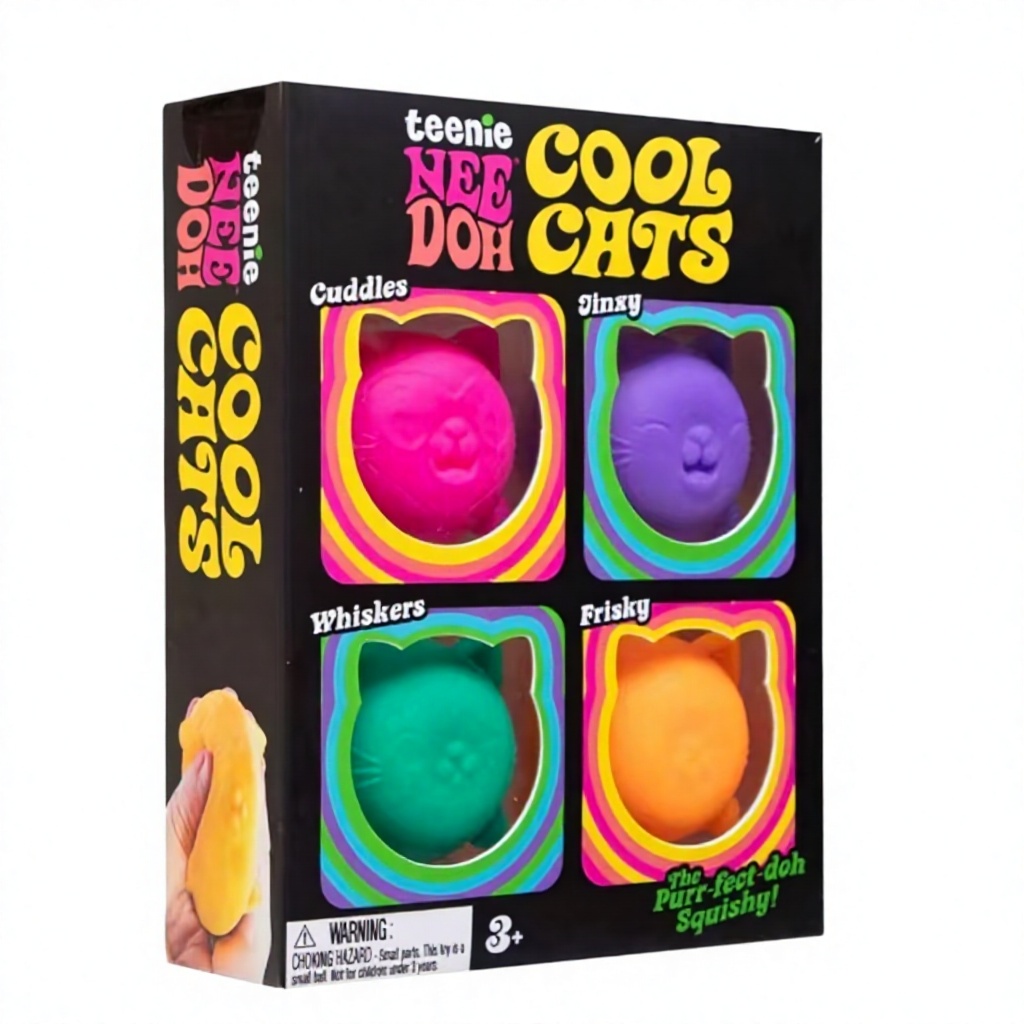 Sanqi Elan® New Arrival Cat-Head Rubber Squeeze Toy-Malt Sugar-Shaped Squishy Stress Release Toy Boxed Packaging