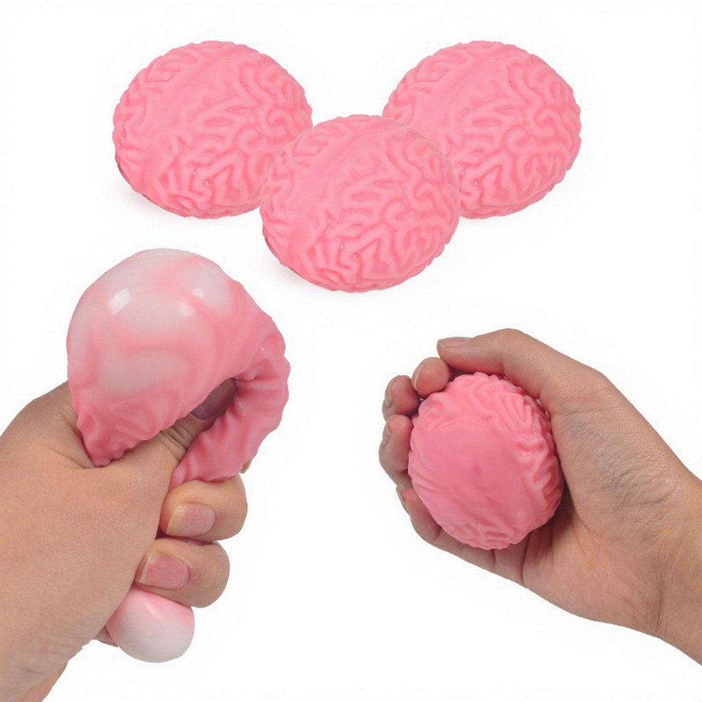 Sanqi Elan® Venting Toy Halloween Funny Brain Decompression Pulp Ball Squeeze Toy Sensory Fidget Squishy Rubber Color Box Factory Direct