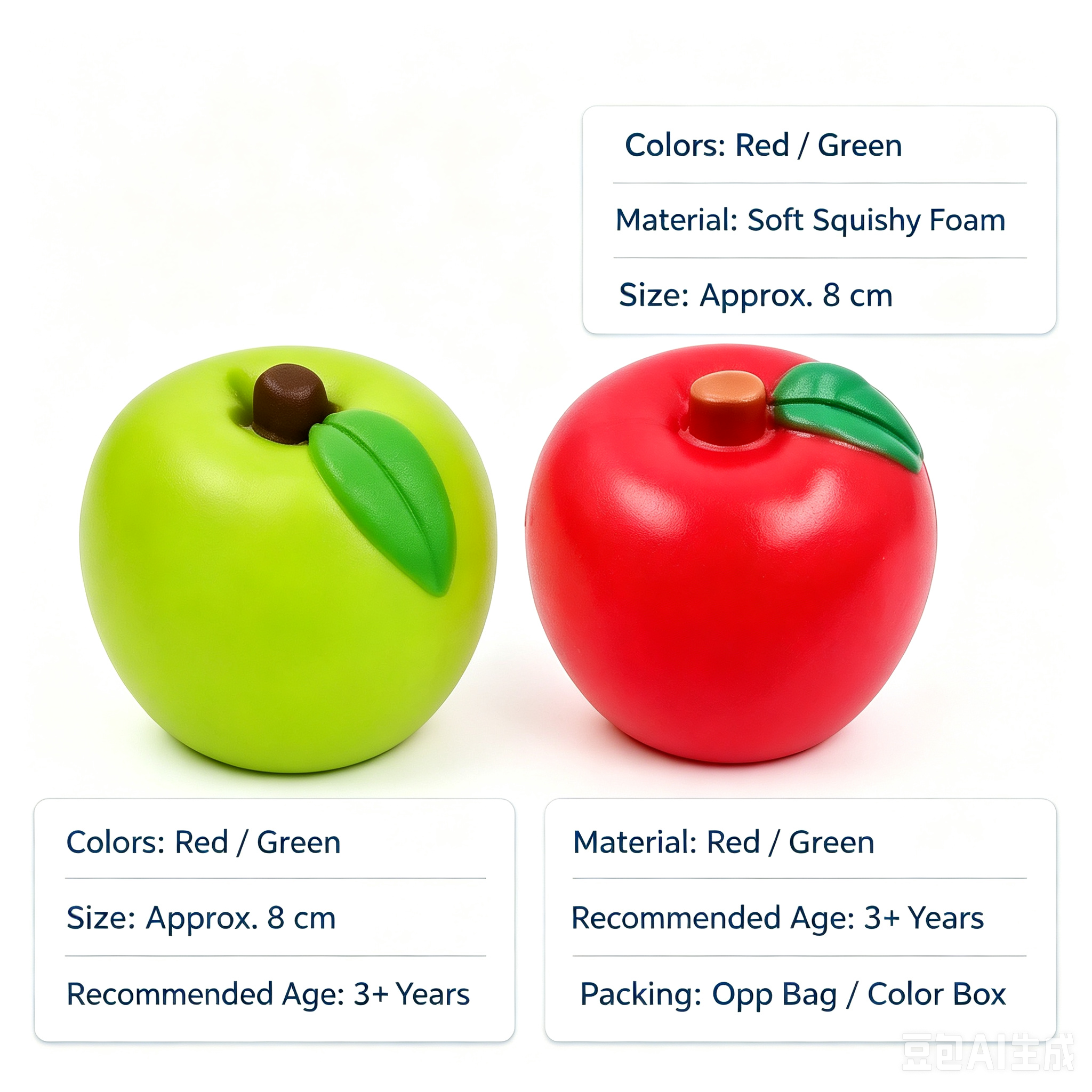 Sanqi Elan® Children's Educational Anti-Stress Squishy Fidget Toy-Soft Simulation PU Apple Slow Rebound Decompression