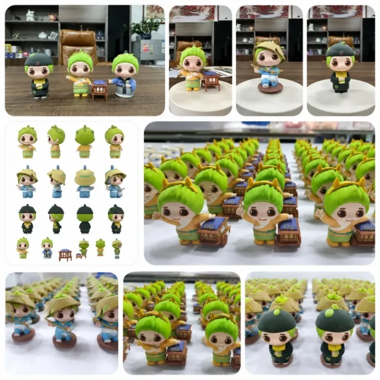 Custom mascot figurine with branded packaging