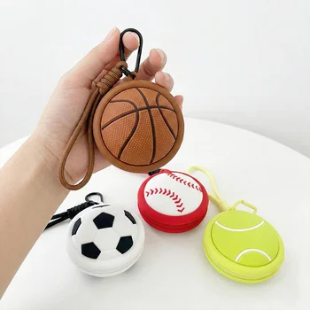 Silicone Coin Purse New Sports Series Basketball Shape Mini Earphone Storage Bag Wallet...