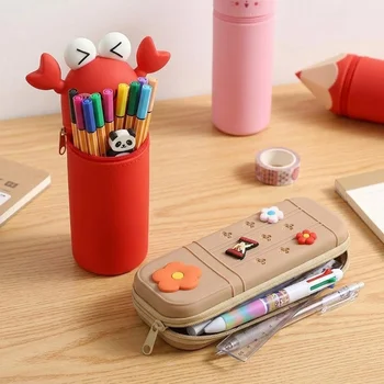Customizable DIY Hole Ventilation Silicone Pencil Case Large Capacity Cartoon Pen Bag...