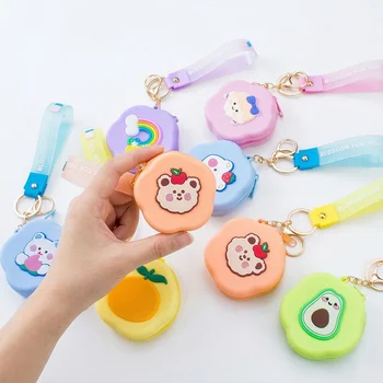 Korean Ins Style Flower Silicone Coin Purse Wristband Cartoon Mini AirPods Earphone Storage...