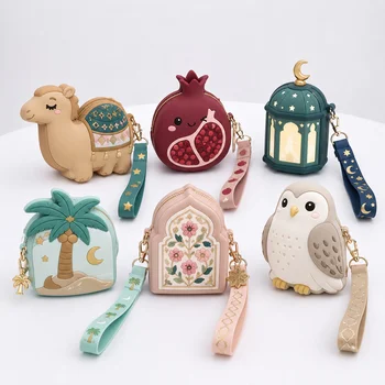 3D Cartoon Cute Kawaii Animal Silicone Coin Purse Camel Owl Zipper Keychain Bag Charm Mini...