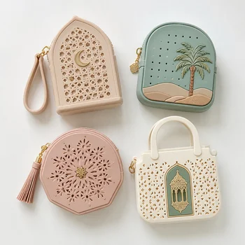 3D Islamic Silicone Coin Purse Mihrab Tote Octagonal Palm Tree Die-Cut Lattice Zipper...