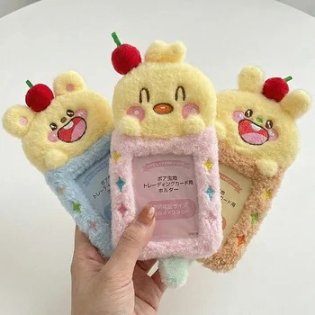 Custom Cute Plush Photocard Holder Keychain Fluffy Animal ID Card Holder Keyring Kawaii...