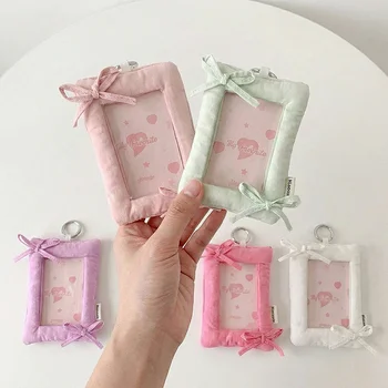 Custom Cute Plush Photocard Holder Keychain Fluffy Animal ID Card Holder Keyring Kawaii...