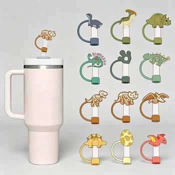 New Custom Cow Flower Silicone Straw Cap Topper Dust Plug Sleeve for 10mm Tumbler Food...
