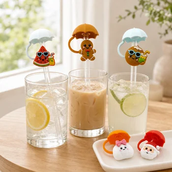 Custom Food Grade Silicone Straw Topper Cap Dust Cover Protector Sleeve 40oz Tumbler 10mm...