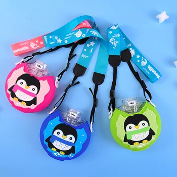 Cute Penguin Cartoon Kids Water Bottle 380ml BPA Free PP Plastic Straw Cup Custom Logo Gift...