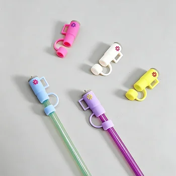 Wholesale Cute Bow Flower Silicone Straw Cap Topper Dust Plug Sleeve Halloween Christmas...