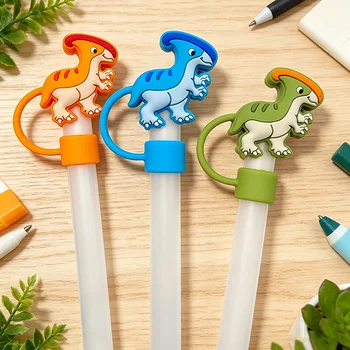 Wholesale Custom Cartoon Silicone Straw Cap Cover Straw Topper Dust Plug Sleeve for Stanley...