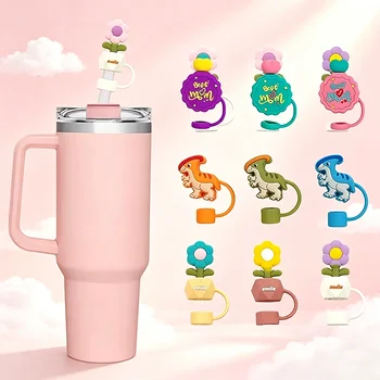 Food Grade Silicone Straw Cap Cover Straw Topper Dust Plug Sleeve Dustproof for Stanley...
