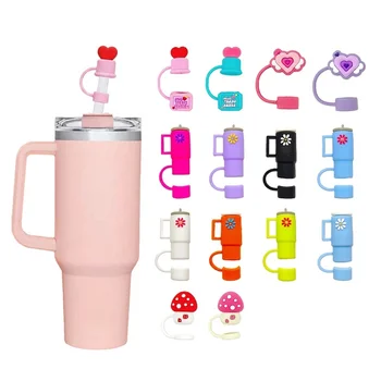 Heart Mushroom Silicone Straw Cap Topper Dust Plug Sleeve for Stanley Tumbler 10mm Food...