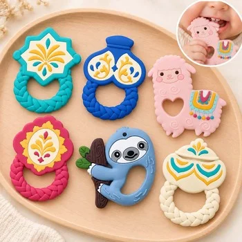 Baby Teether Infant Teether Teething Toy Teething Stick Teething Ring Silicone Teether...