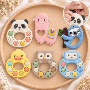 Baby Teether Infant Teether Teething Toy Teething Stick Teething Ring Silicone Teether...
