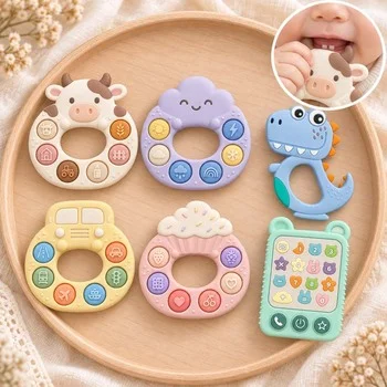 Baby Teether Infant Teether Teething Toy Teething Stick Teething Ring Silicone Teether...