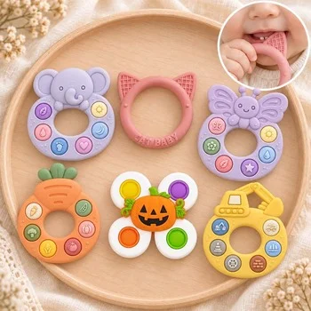 Baby Teether Infant Teether Teething Toy Teething Stick Teething Ring Silicone Teether...
