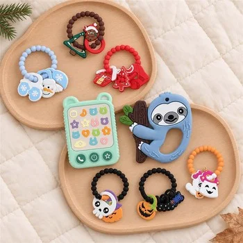 Baby Teether Infant Teether Teething Toy Teething Stick Teething Ring Silicone Teether...