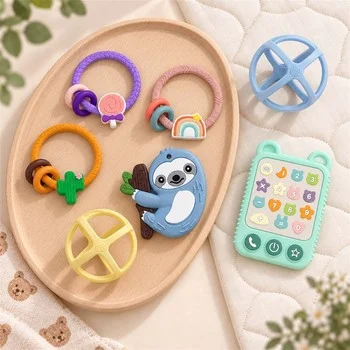 Baby Teether Infant Teether Teething Toy Teething Stick Teething Ring Tooth Charm Teal...