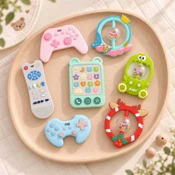 Mobile Phone Baby Teether Silicone Keypad Teething Toy Infant Teether Non Toxic 0-12 Months...