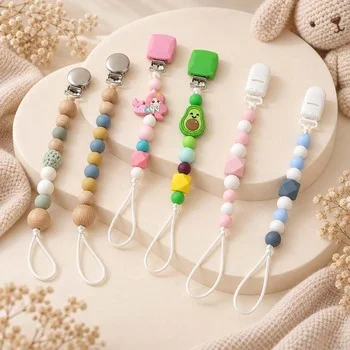 DIY Custom Beaded Silicone Pacifier Chain Rainbow Gradient Faceted Beads Personalized...