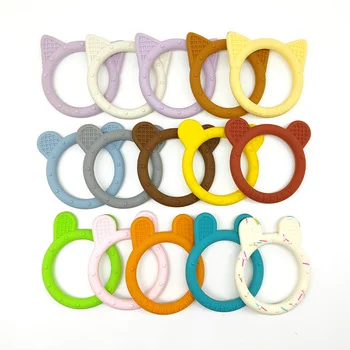 Wooden Ring Lion Baby Teether Silicone Teething Toy Infant Teether Natural Wood Non Toxic...