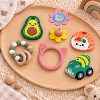 Car Truck Baby Teether Silicone Teething Toy Infant Teether Vehicle Shape Non Toxic Easy...