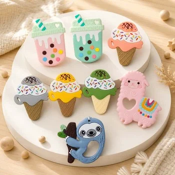 Boba Tea Baby Teether Silicone Teething Toy Infant Teether Bubble Tea Cup BPA Free Food...