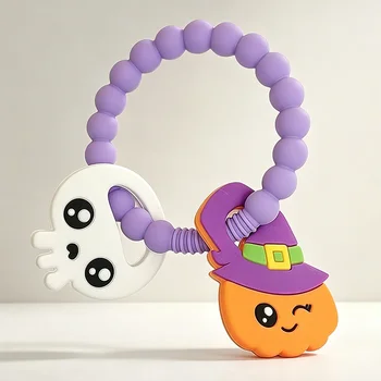 Halloween Silicone Baby Teether Teething Ring Infant Teether Pumpkin Skull Ghost BPA Free...