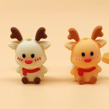 Straight Hole Silicone Beads Loose Reindeer Chick Mummy Mermaid 3D Focal for Beadable Pen...