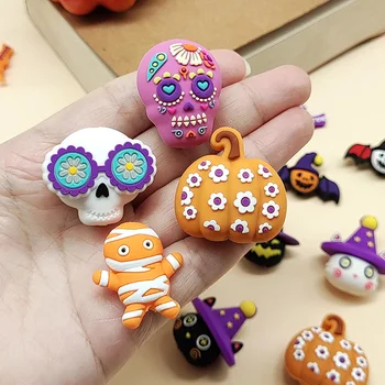 Day of the Dead Sugar Skull Silicone Beads with Straight Holes 3D Focal Loose Beads for...