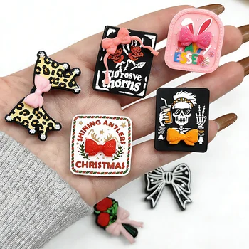 Straight Hole Silicone Beads Loose 3D Focal Christmas Easter Shoe Charms for Beadable Pen...