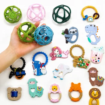 3D Ball Baby Teether Silicone Teething Toy Infant Teether Sensory Ball Cat Face BPA Free...