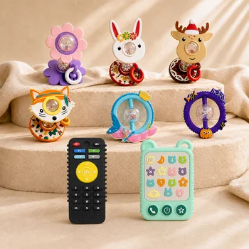Rattle Baby Teether Silicone Teething Toy Infant Teether Bunny BPA Free Food Grade 0-12...