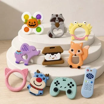 Cat Baby Teether Silicone Teething Ring Infant Teether Teething Toy Kitty Ring BPA Free...