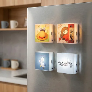 LED Glowing Fridge Magnet Rechargeable Mini Pattern Printed Cultural Creative DIY Custom...